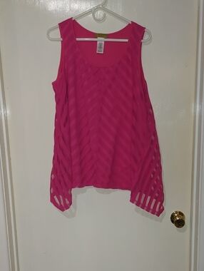 Valerie Stevens Hot Pink Layered Cutout Tank